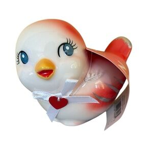Chirpy Ceramic Bird Figurine with Heart Tag